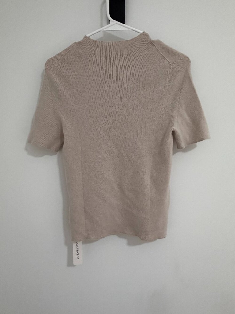 NWT Arach & Cloz Beige Short Sleeve Wool Blend Top S